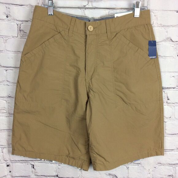 Old Navy Men’s Shorts Size 29 Reversible Khaki & Blue Striped Beach Pool Outdoor - Picture 1 of 7